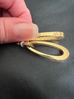 Pierre Cardin Gold Tone Dangle Hoop Earrings - Elegant Teardrop Design